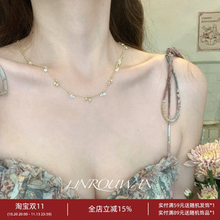 林肉完 法式珍珠项链小众设计轻奢百搭高级感锁骨链毛衣链女配饰