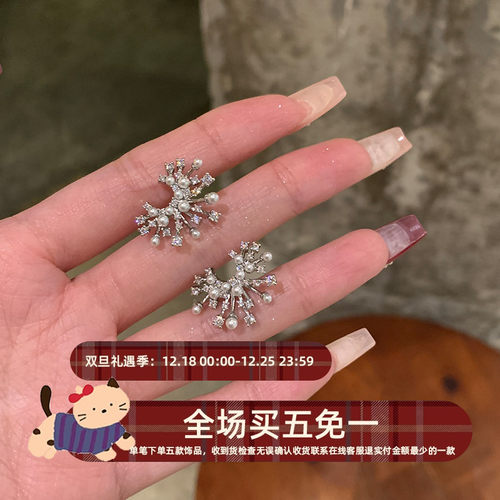 星云锆石珍珠耳钉女轻奢高级感