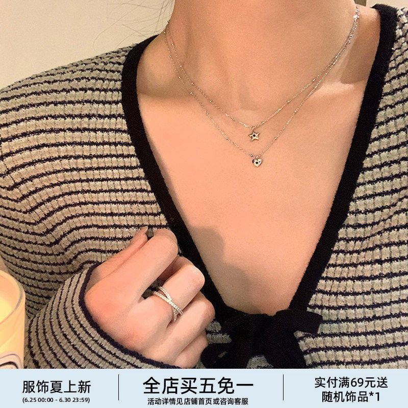 迷你爱心项链隔珠心型项链