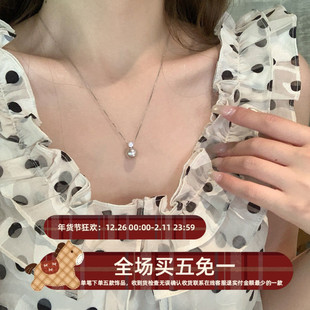 曼塔玫瑰~戴妃款单颗珍珠吊坠项链女超闪轻奢高级感毛衣链脖颈链