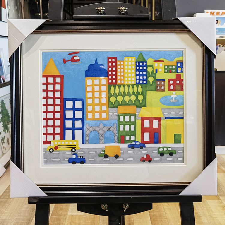 倍丽饰画彩色卡通飞机汽车城市房子美国原版进口画芯儿童房装饰画