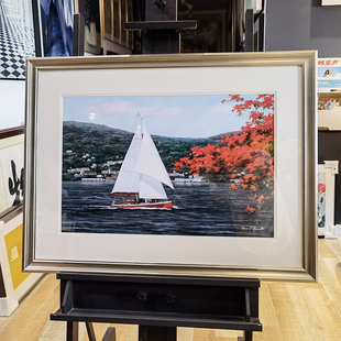 画芯装 倍丽饰画风景枫叶帆船客厅餐厅书房美国原版 饰画实木有框