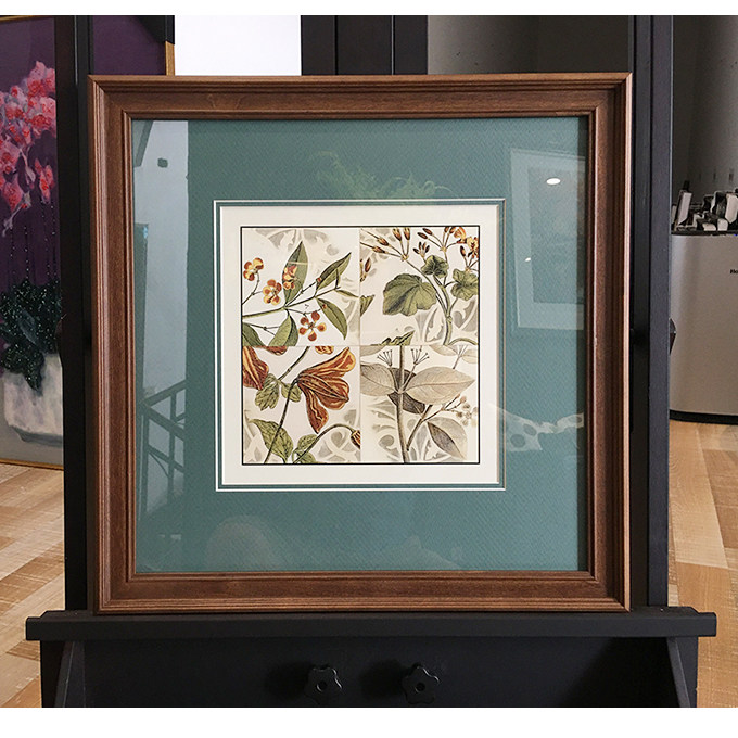 花草美国原版进口芯客厅餐厅卧室实木框样板房美式装饰画设计师画