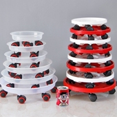 花盆托盘大号万向轮家用红色圆形厚塑料接水盘移动花盆底座带轮子