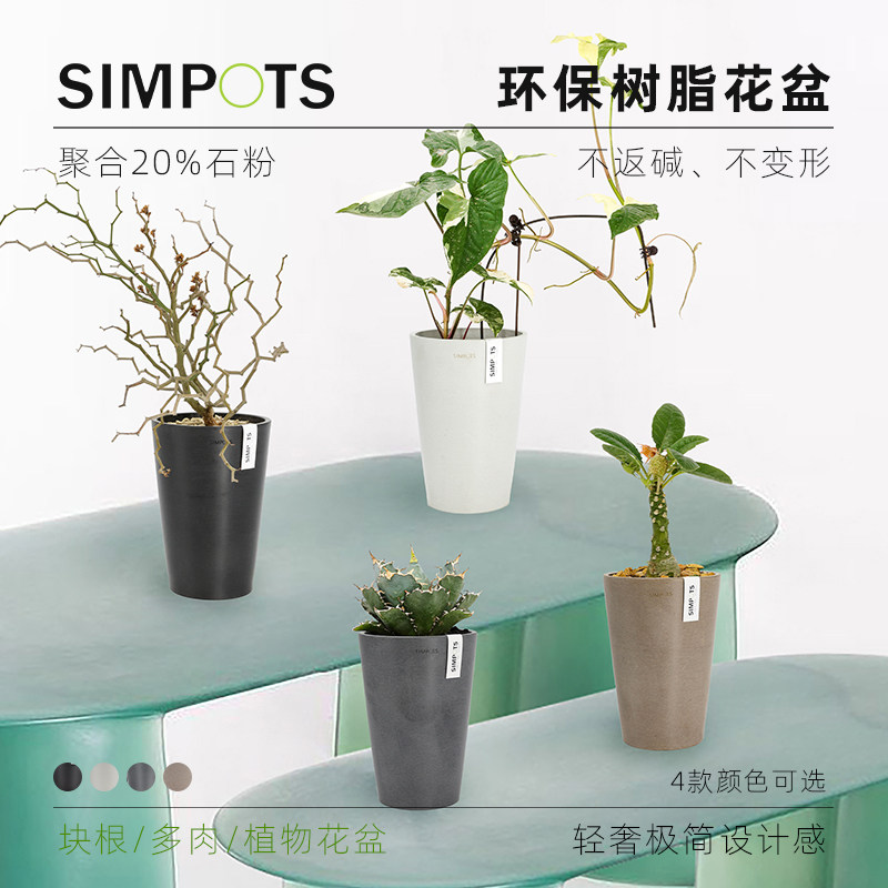 SIMPOTS森宝奶茶杯环保树脂花盆北欧风简约室内耐用绿植多肉块根