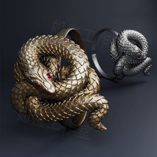 黑暗之魂3游戏系列周边贪婪金蛇戒指蛇戒纯银男女指环可佩戴礼物