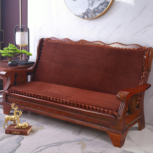 秋冬加厚红木实木沙发海绵坐垫老式 防滑联邦椅三人长椅垫单人毛绒