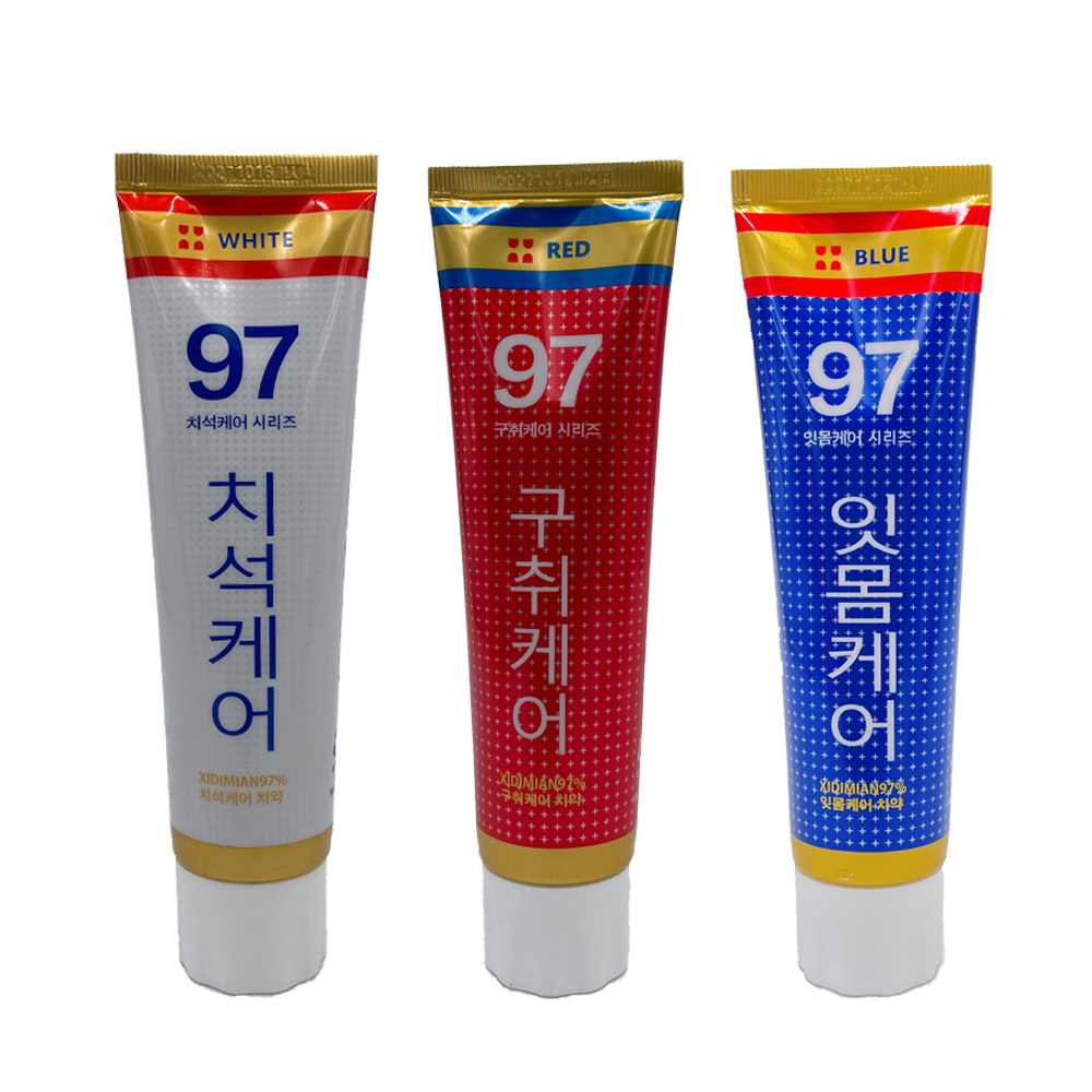 韩国进口97牙膏祛黄亮白清口气口臭牙结石牙渍男女三支装120g*3支