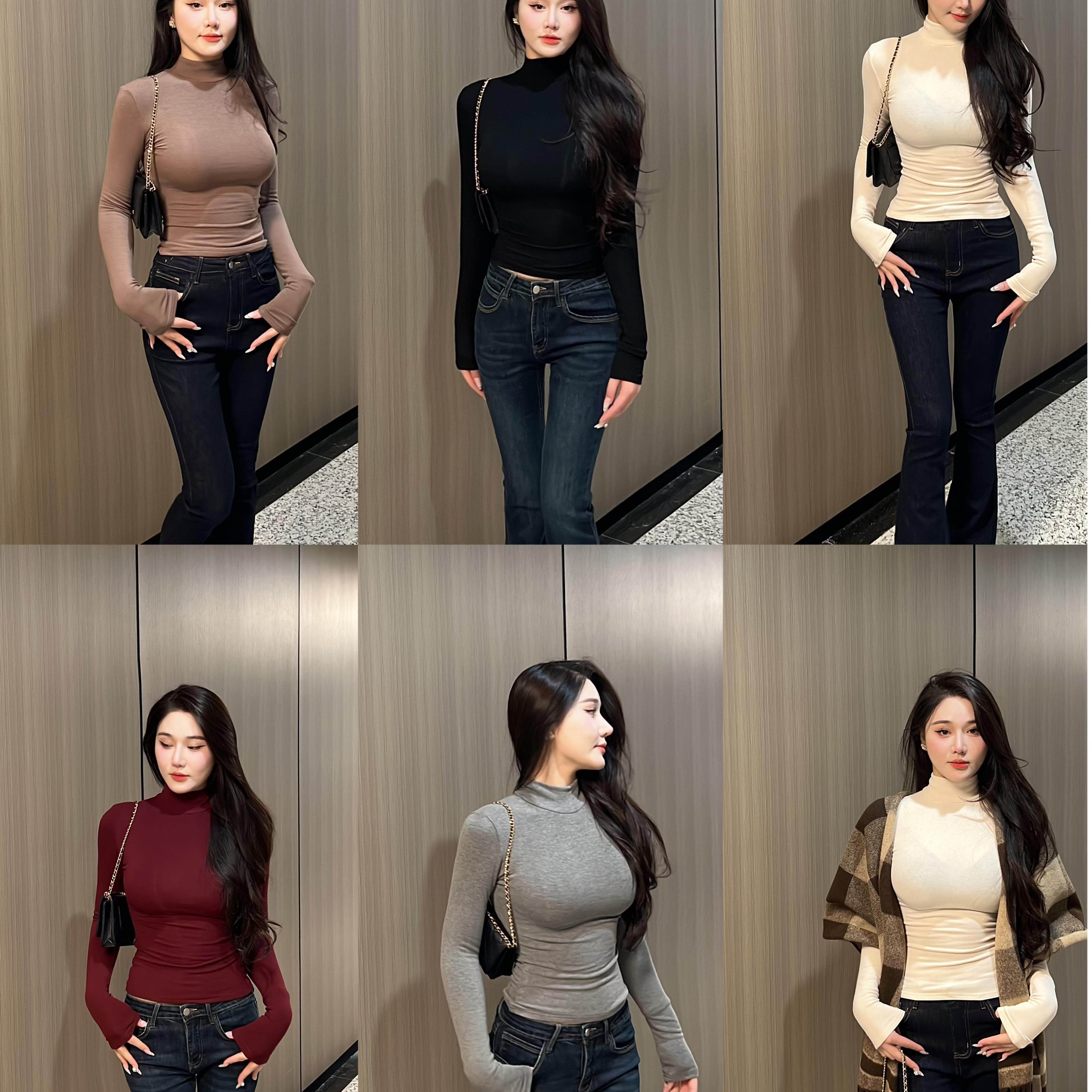 希野逸儿/半高领打底衫女2025秋冬新款内搭修身长袖百搭T恤上衣,女装/女士精品,T恤,淘宝优惠券,粉丝福利购,淘宝优惠卷