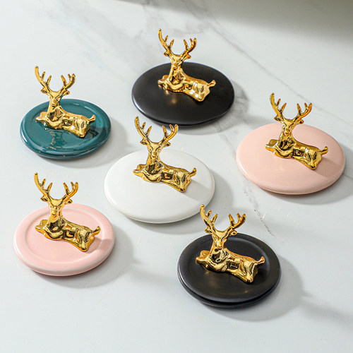 卧鹿陶瓷杯盖通用大口径烟灰缸盖