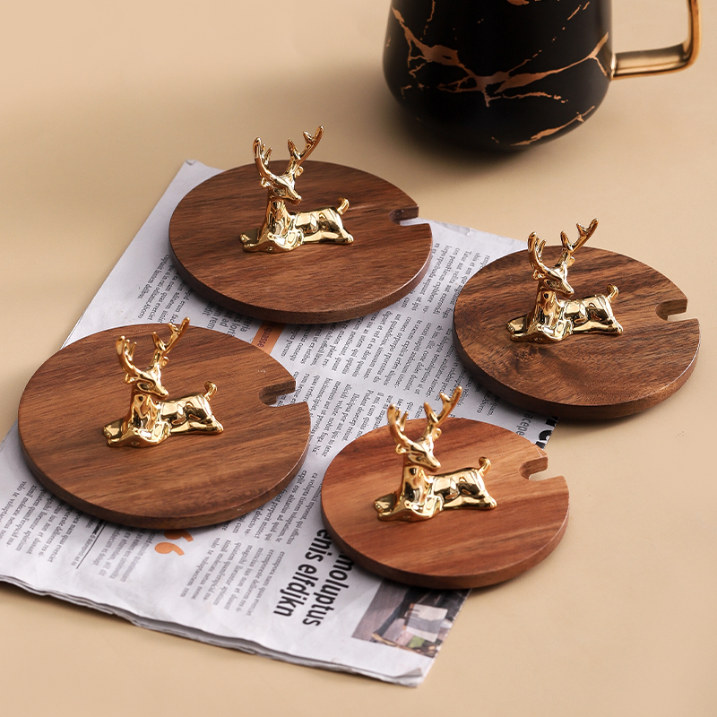 卧鹿防霉相思木马克杯盖开口通用