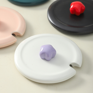 马克杯盖带勺口玻璃茶杯盖子万能通用大口径配件陶瓷防尘杯盖单卖