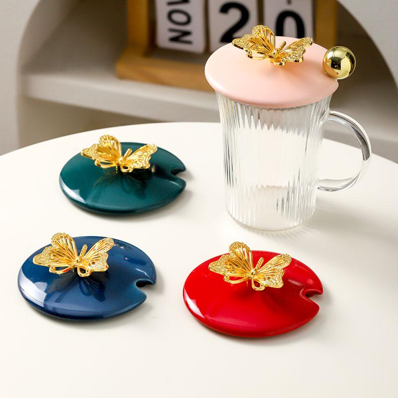 马克杯盖带缺口陶瓷防尘盖子单卖