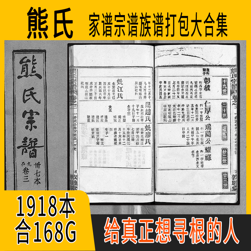 熊氏家谱 熊氏族谱  熊氏宗谱 熊姓祖谱寻根溯源研究收藏集合打包