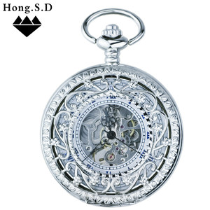 秘密花园 自动机械怀表复古老上海翻盖雕花镂空情侣表毛衣链吊饰