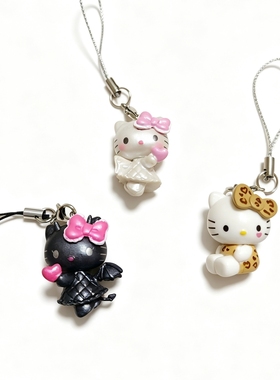 日系自制款Kitty天使恶魔款凯蒂猫手机包包迷你挂饰闺蜜情侣款