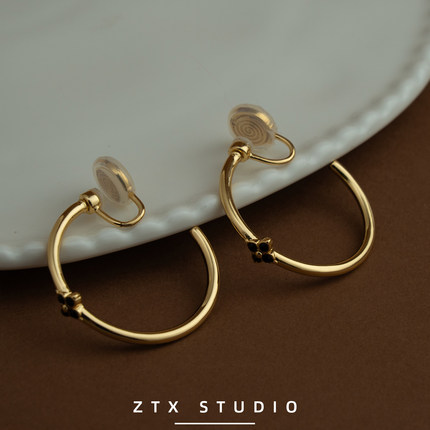 ZTX 复古精致耳夹无耳洞女新款双耳垫蚊香盘耳饰无痛百搭气质耳环