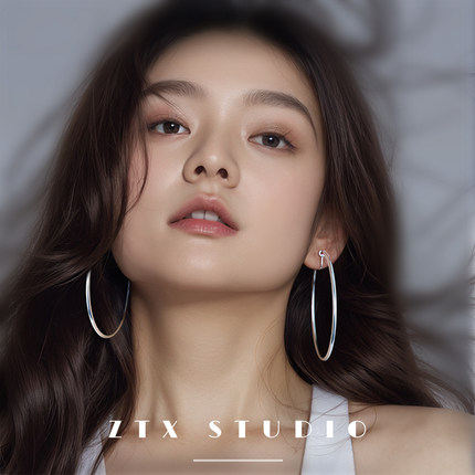 ZTX 不挑脸型欧美风素圈耳夹无耳洞女夸张圆圈耳饰气质大耳圈耳环