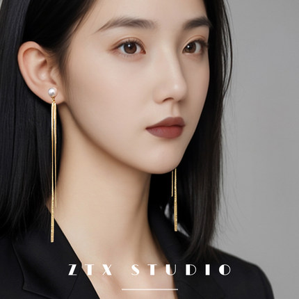 适合圆脸的耳夹无耳洞女长款气质高级感耳饰金色秋冬蚊香盘耳环