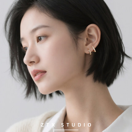 ZTX 独特双耳洞耳夹无耳洞女2025新款百搭气质耳饰无痛蚊香盘耳环