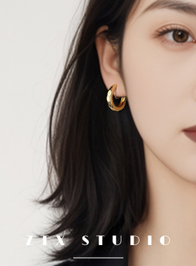 ZTX 独特不规则圆圈耳夹无耳洞女新款小众高级感耳饰蚊香盘耳环夹