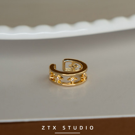 ZTX 短发耳骨夹无耳洞女新款绝美百搭耳夹无耳洞金色设计师耳饰