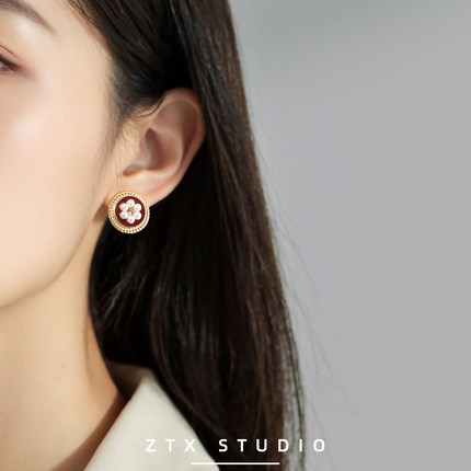 法式复古耳夹无耳洞女2025新款珍珠少女风耳饰无痛蚊香盘耳钉耳环