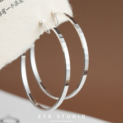 ZTX 切面大圆圈耳夹无耳洞女新款独特高级感耳饰无痛蚊香盘耳饰
