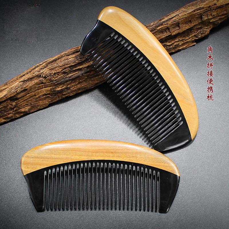 绿檀木保健小梳子水牛角梳天然木