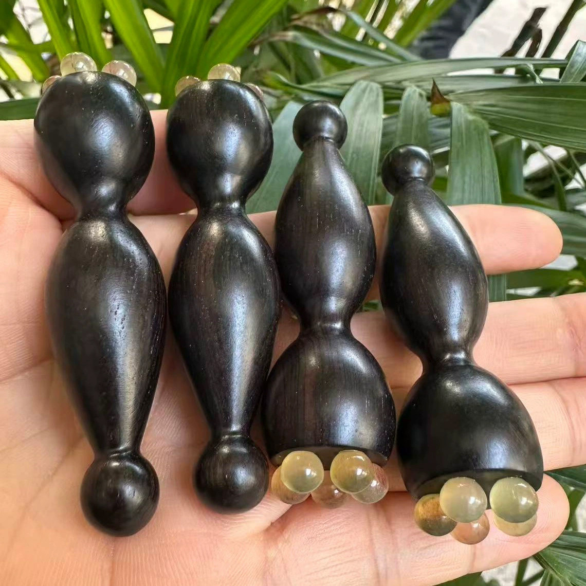 迷你莲蓬檀木拼羊角按摩棒