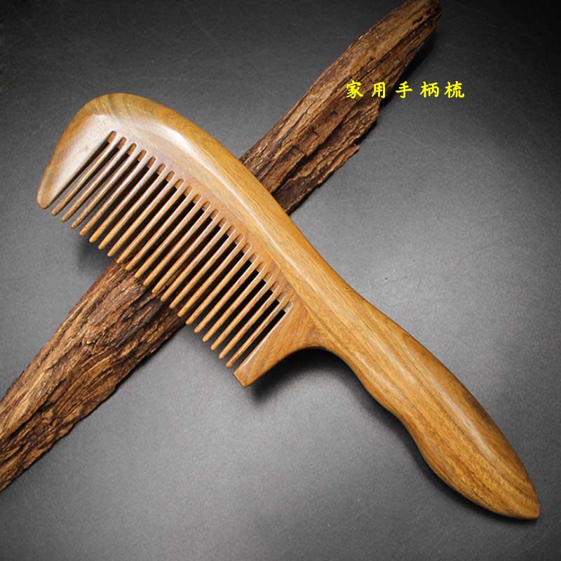 绿檀木加厚手柄家用防脱发梳子