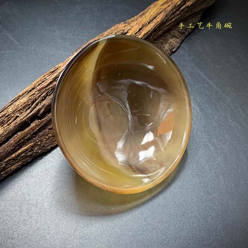 纯天然牦牛角小碗工艺品高档摆件