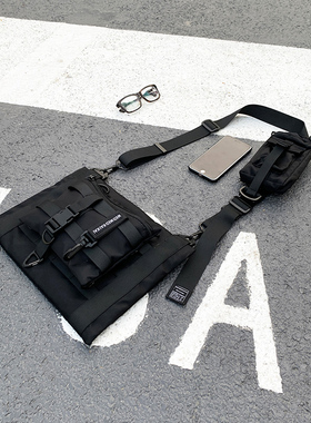 机能风斜挎包尼龙布单肩书包ins可拆卸模块机车包工装背包潮男女