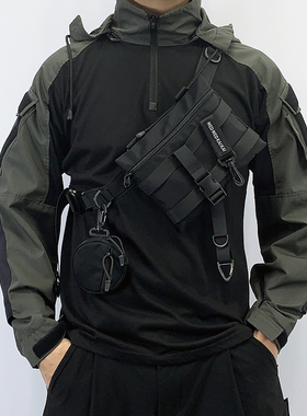 机能风胸包眼镜蛇腰带腰包大容量工装手机包日系潮牌单肩斜挎包男