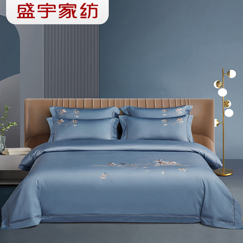 盛宇家纺 2025春夏新品 肌理长绒棉绣花四件套床单被套  莫兰  W图片