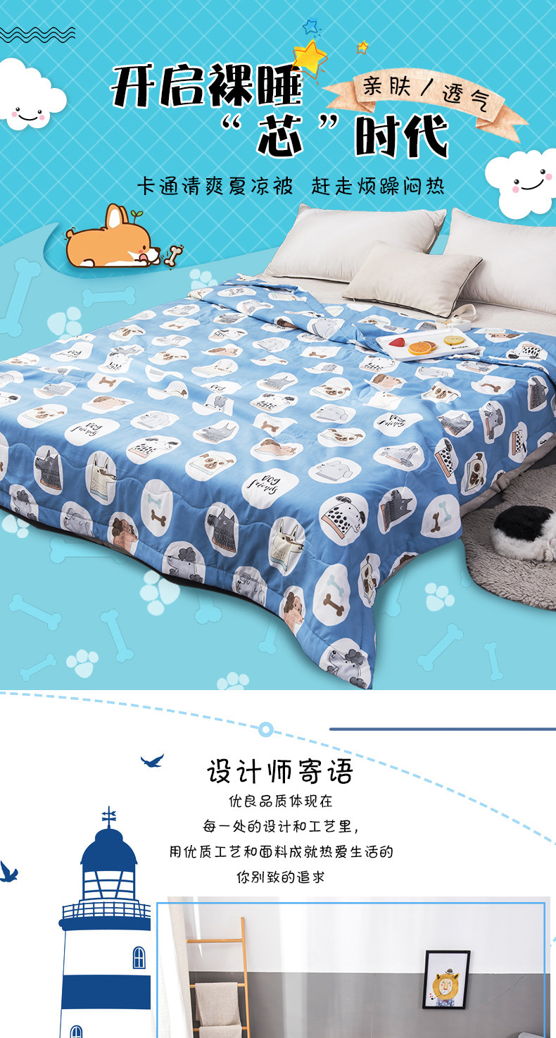 盛宇家纺 夏凉被空调被夏季单人春秋薄被子双人被儿童夏被芯雨滴