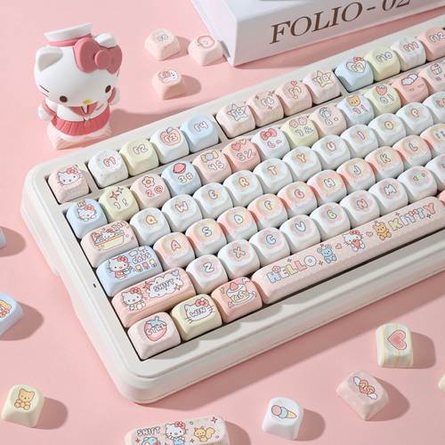 hello kitty键帽MOA高度女生个性PBT材质五面热升华F108键盘帽
