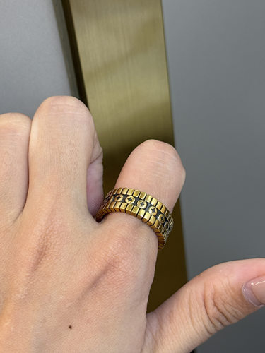 足金黄金电黑钱币戒指送女友礼物