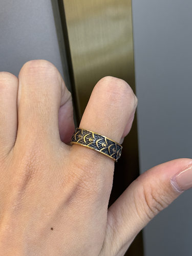 足金黄金电黑戒指送女友礼物