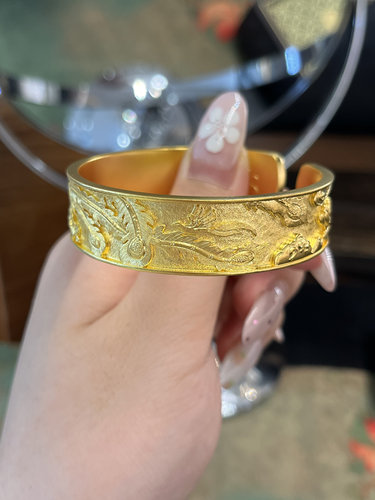 足金黄金开口凤凰手镯送女友礼物
