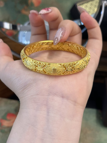 足金黄金八宝中国结手镯送女友礼物