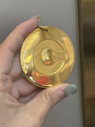 足金黄金c字镜面吊坠送女友礼物