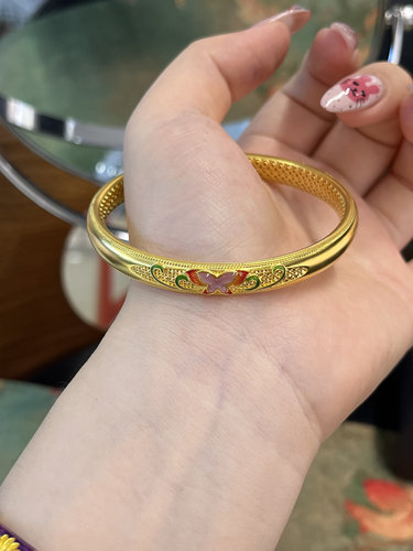 足金黄金蝴蝶贝母手镯送女友礼物