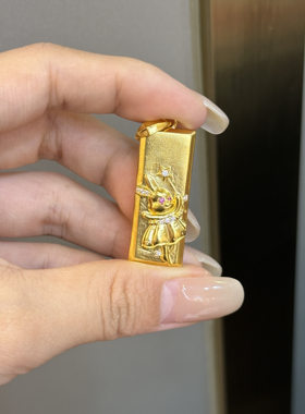足金黄金生肖兔吊坠送女友礼物