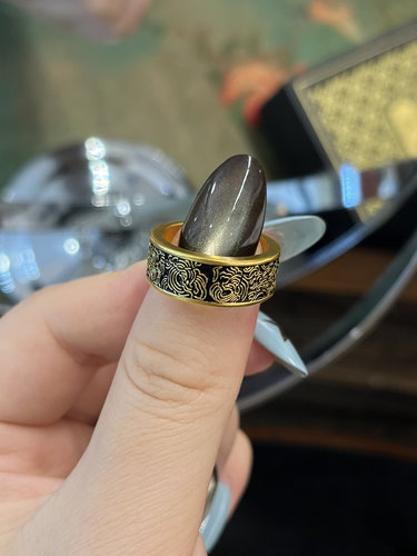 足金黄金黑金花纹戒指送女友礼物