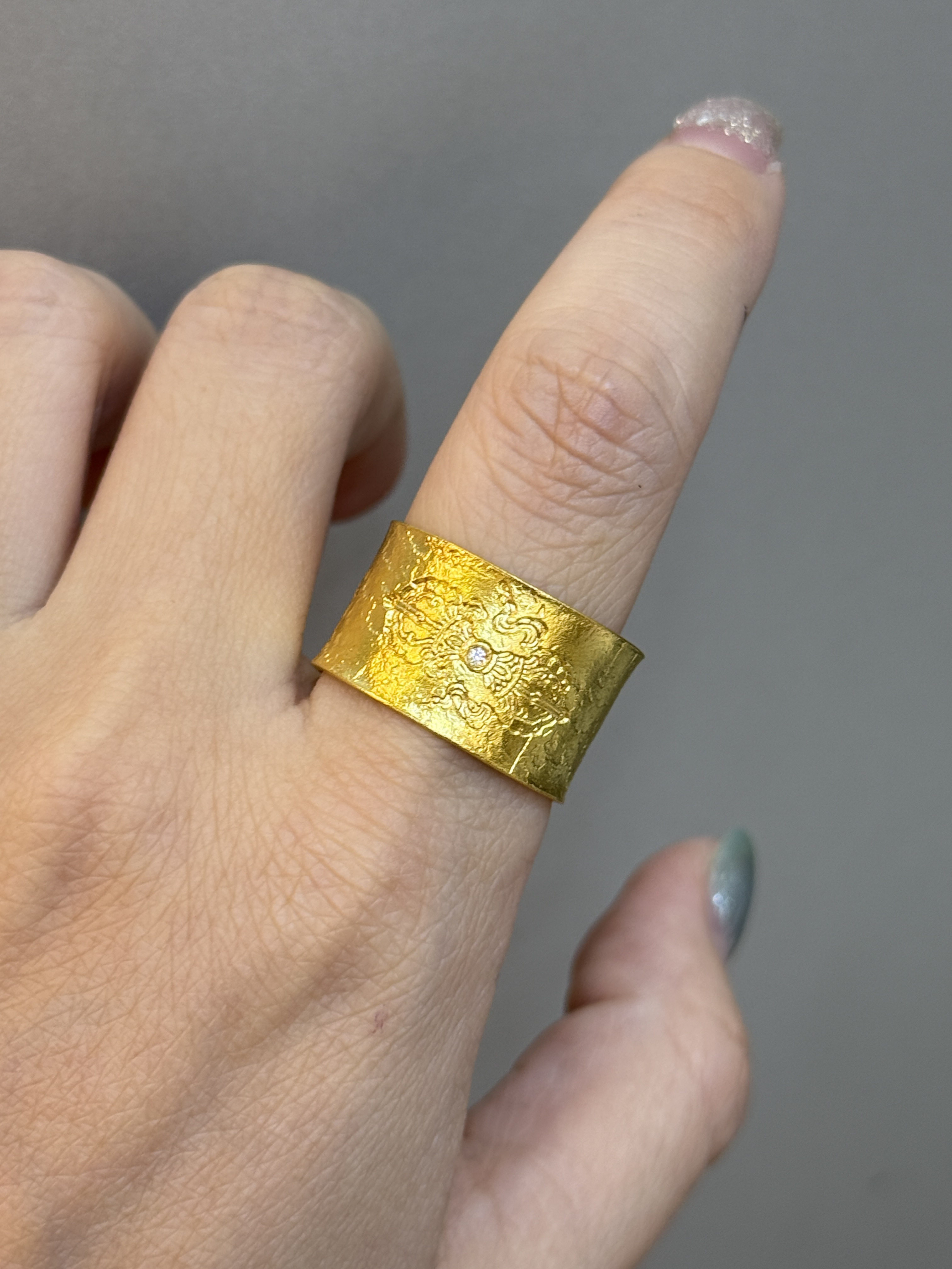 足金黄金降魔杵戒指送女友礼物