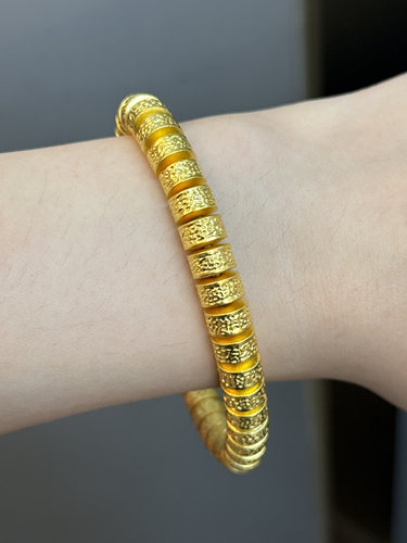 足金黄金纸醉金迷锤纹手串送女友礼物