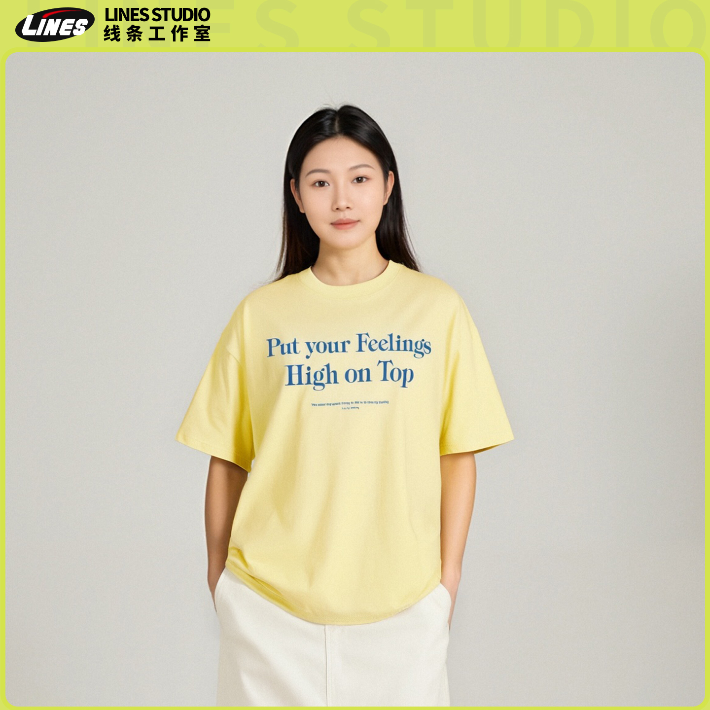 【線】字母印花T恤男宽松短袖t女