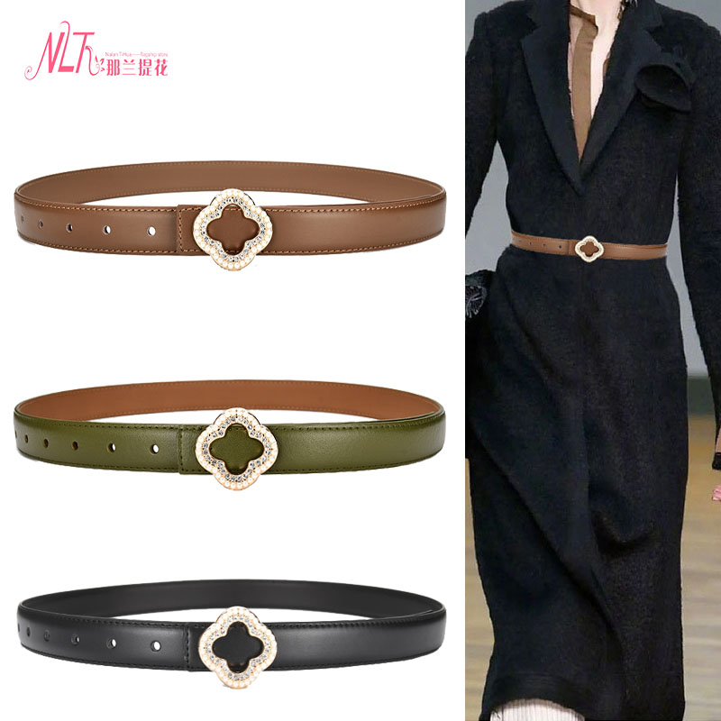 时尚镶钻扣真皮腰带女韩版百搭装饰西装外套连衣裙搭配牛仔裤皮带