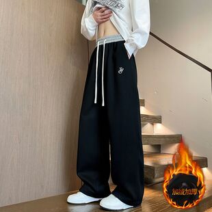 秋冬款加绒加厚休闲长裤子男孩初中高中学生青少年帅气大童运动裤